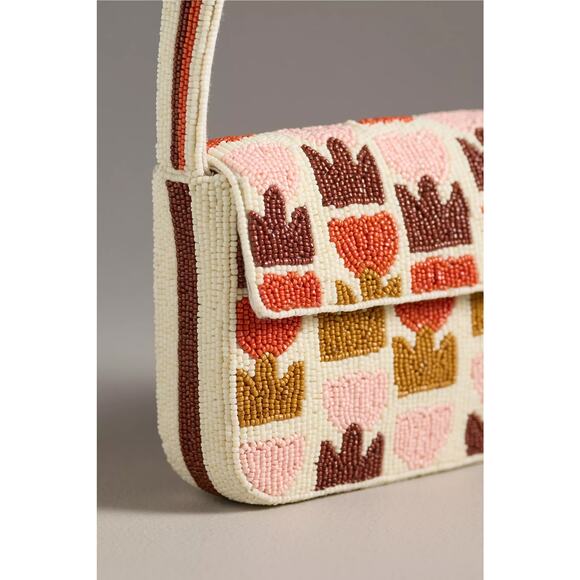 nwt ANTHROPOLOGIE The Fiona Beaded Bag: Floral Motif - Picture 2 of 4